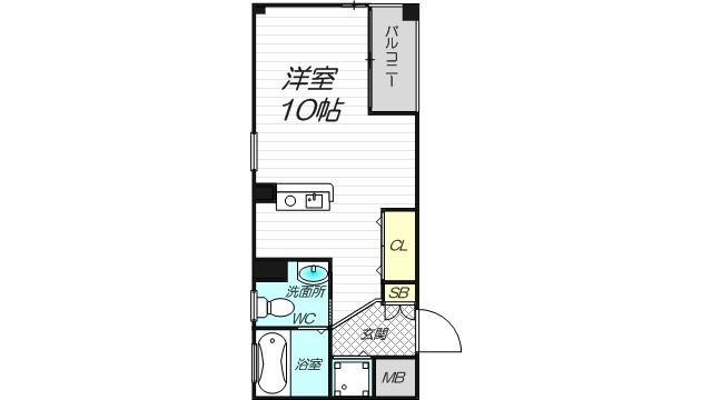 サンキャッスル田川の105号室ワンルーム間取り図